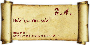 Hága Anikó névjegykártya